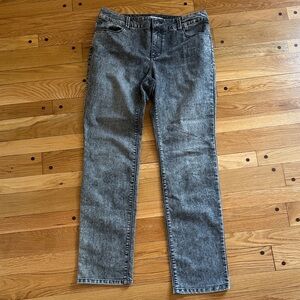 Chico's Platinum Ultimate Fit Slim Leg Black Acid Washed Jeans Size 1 Regular